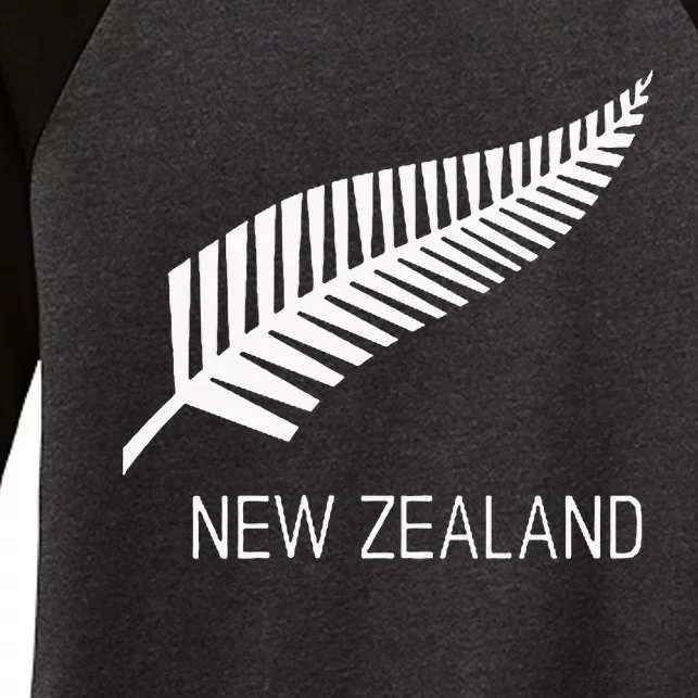 Black New Zealand Fern Black Proud Kiwi Nz Rugby Women's Tri-Blend 3/4-Sleeve Raglan Shirt