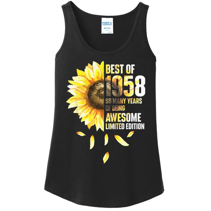 Best Of 1958 Sunflower Year Of Birth Birthday Ladies Essential Tank