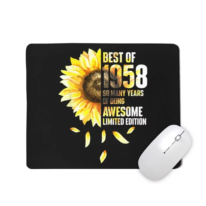 Best Of 1958 Sunflower Year Of Birth Birthday Mousepad