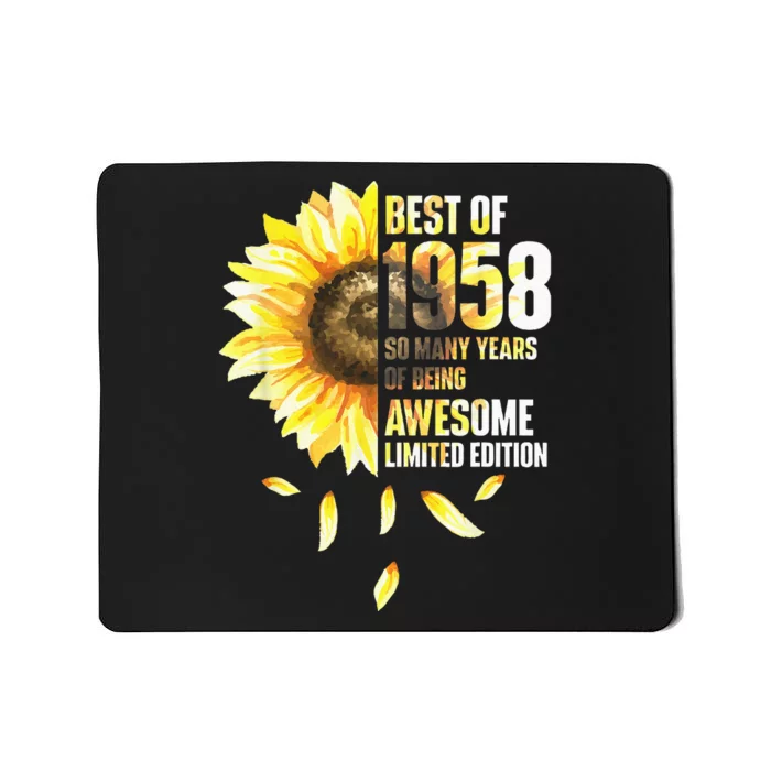 Best Of 1958 Sunflower Year Of Birth Birthday Mousepad