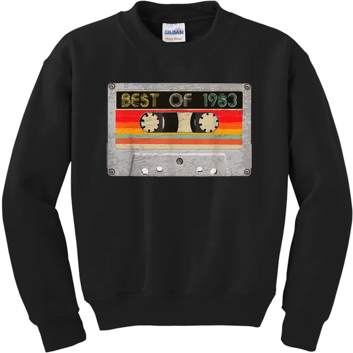 Best Of 1983 40th Birthday Gift Cassette Tape Vintage Kids Sweatshirt