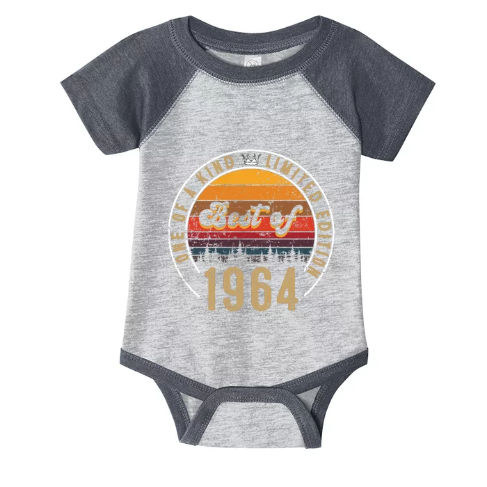 Best Of 1964 Birthday Gift 58 Years Old Infant Baby Jersey Bodysuit