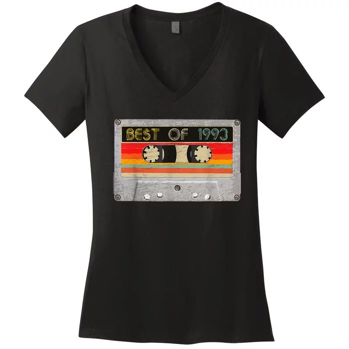 Best Of 1993 30th Birthday Gift Cassette Tape Vintage Women's V-Neck T-Shirt