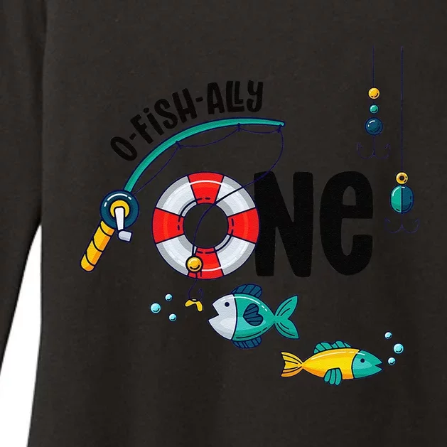 Big One 1YearOld Fishing Birthday Party Outfit Womens CVC Long Sleeve Shirt