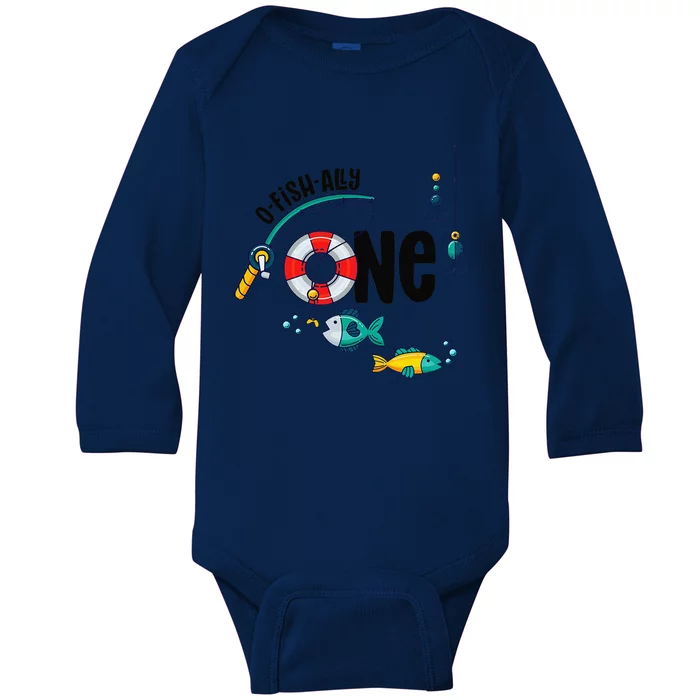 Big One 1YearOld Fishing Birthday Party Outfit Baby Long Sleeve Bodysuit