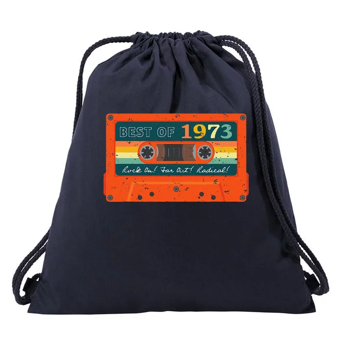 Best Of 1973 Vintage Cassette Tape 50th Birthday Drawstring Bag