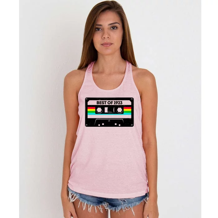 Best Of 1923 Retro 100th Birthday Mixtape Women's Knotted Racerback Tank