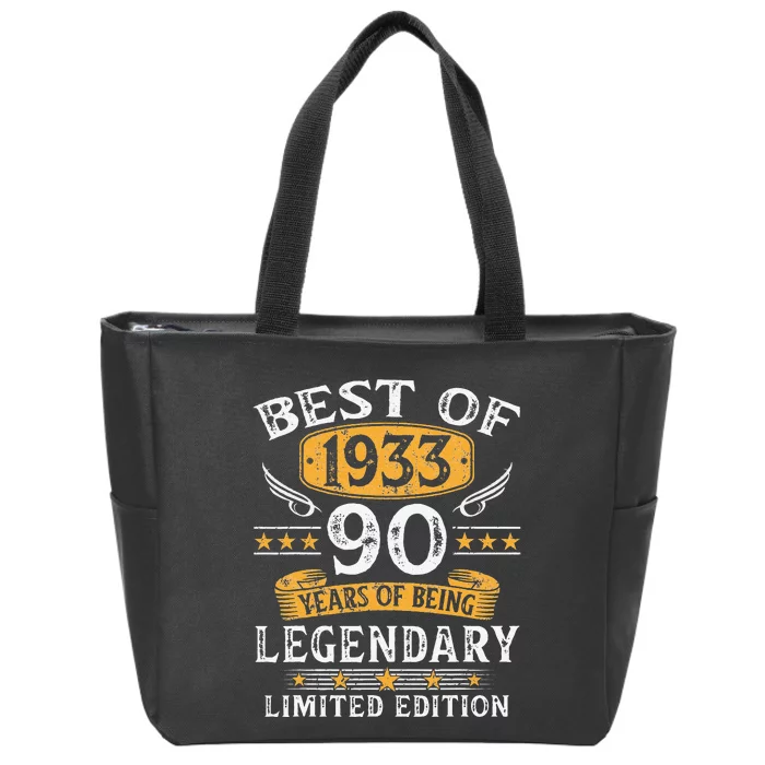 Best Of 1933 Limited Edition 90 Year Old 90th Birthday Gifts Zip Tote Bag