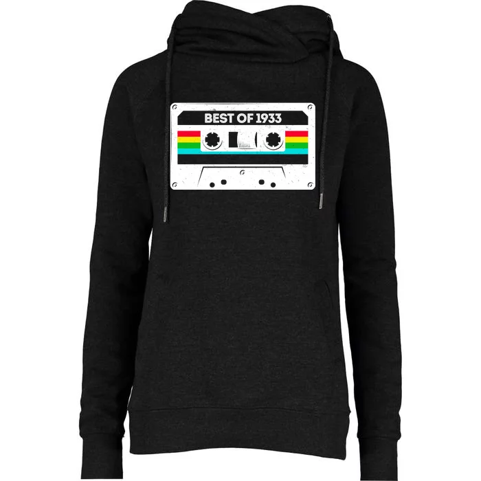 Best Of 1933 Retro 90th Birthday Mixtape Womens Funnel Neck Pullover Hood