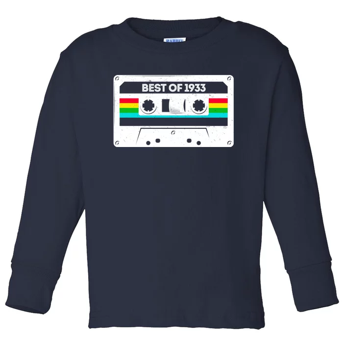 Best Of 1933 Retro 90th Birthday Mixtape Toddler Long Sleeve Shirt