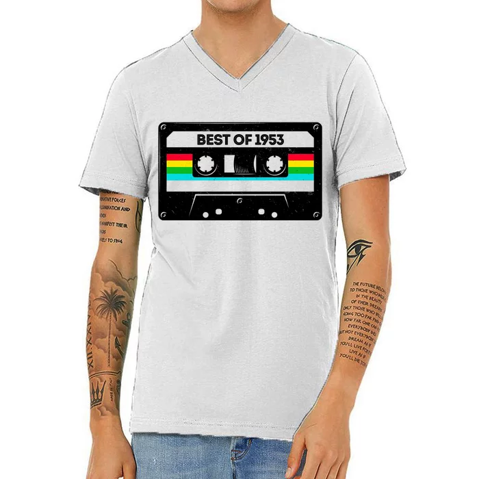 Best Of 1953 Retro 70th Birthday Mixtape V-Neck T-Shirt