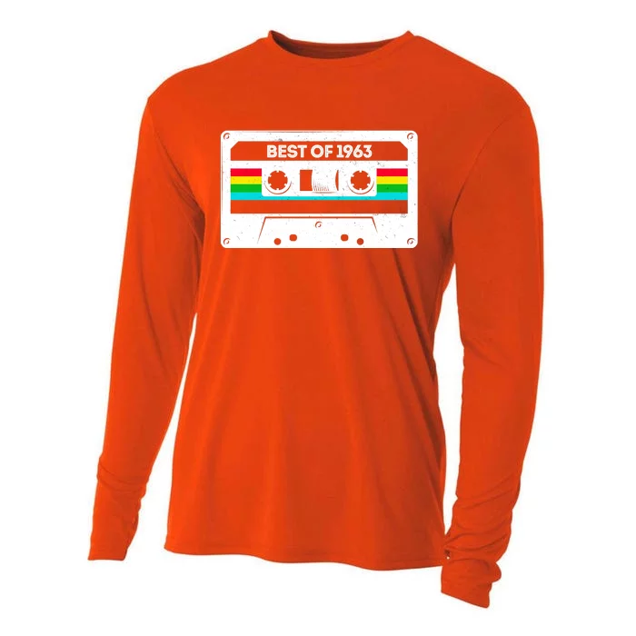 Best Of 1963 Retro 60th Birthday Mixtape Cooling Performance Long Sleeve Crew