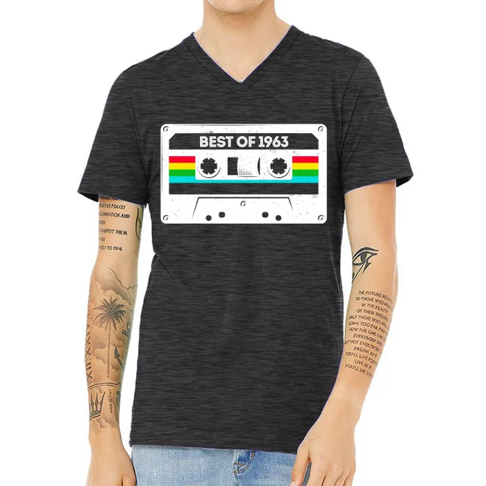 Best Of 1963 Retro 60th Birthday Mixtape V-Neck T-Shirt