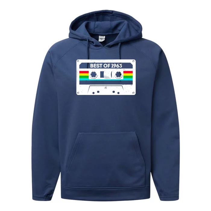 Best Of 1963 Retro 60th Birthday Mixtape Performance Fleece Hoodie