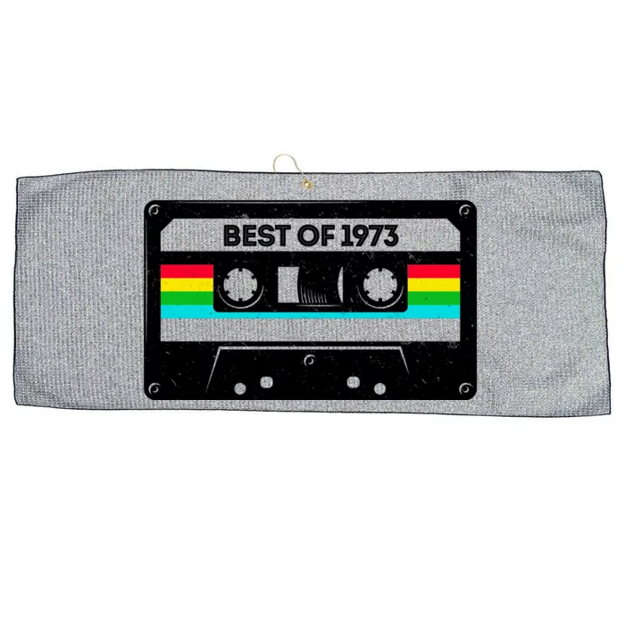 Best Of 1973 Retro 50th Birthday Mixtape Large Microfiber Waffle Golf Towel