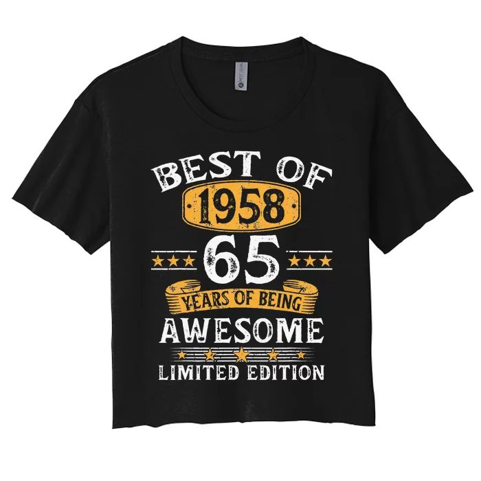 Best Of 1958 65 Years Old 65th Birthday Gifts For Women's Crop Top Tee