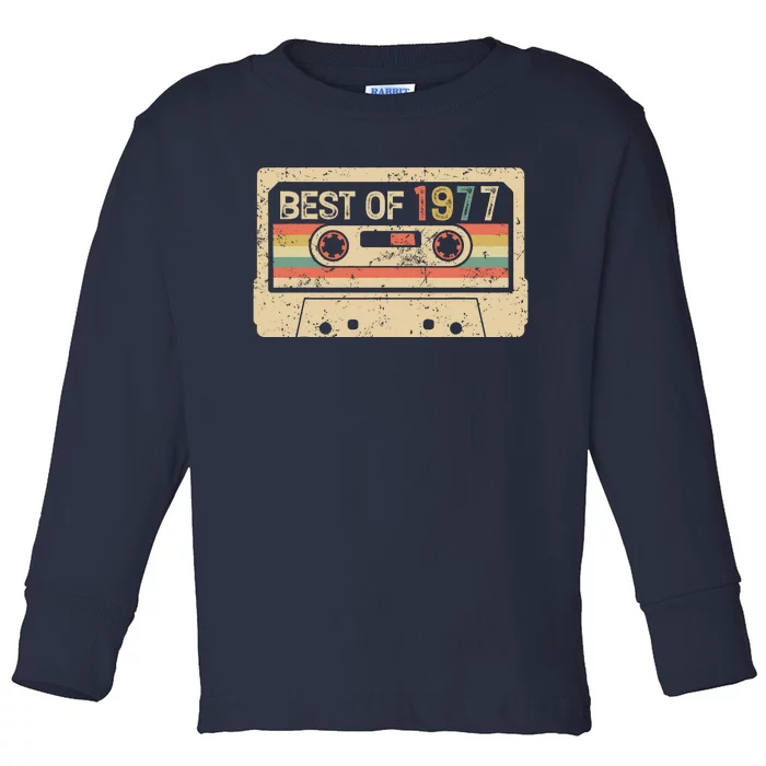 Best Of 1977 Vintage Cassette 45th Birthday Toddler Long Sleeve Shirt