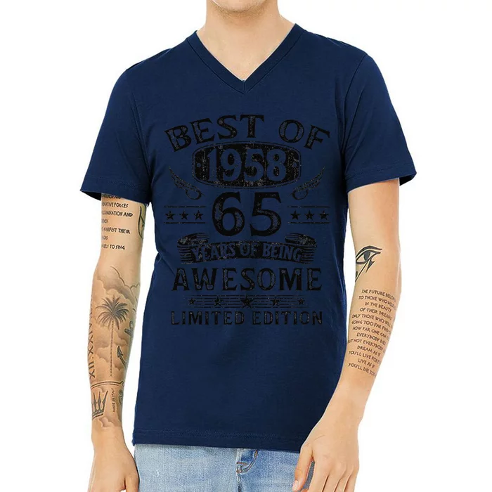 Best Of 1958 65 Years Old Gifts 65th Birthday Gift For V-Neck T-Shirt