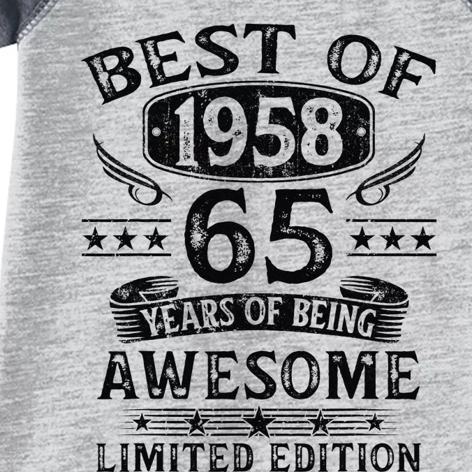 Best Of 1958 65 Years Old Gifts 65th Birthday Gift For Infant Baby Jersey Bodysuit