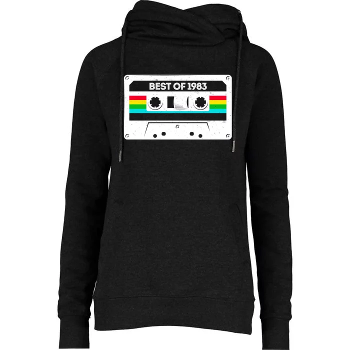 Best Of 1983 Retro 40th Birthday Mixtape Womens Funnel Neck Pullover Hood