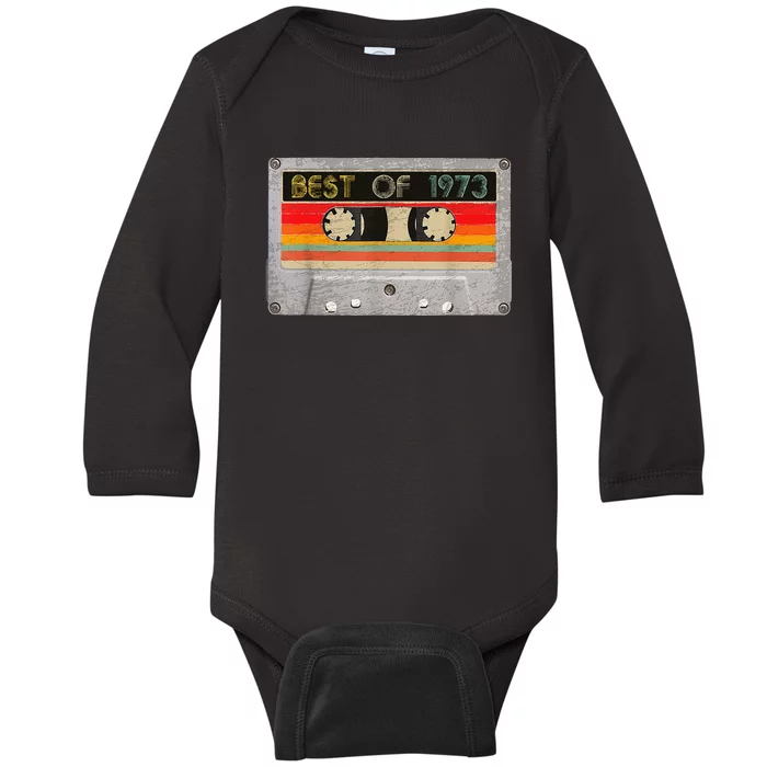 Best Of 1973 50th Birthday Gift Cassette Tape Vintage Baby Long Sleeve Bodysuit