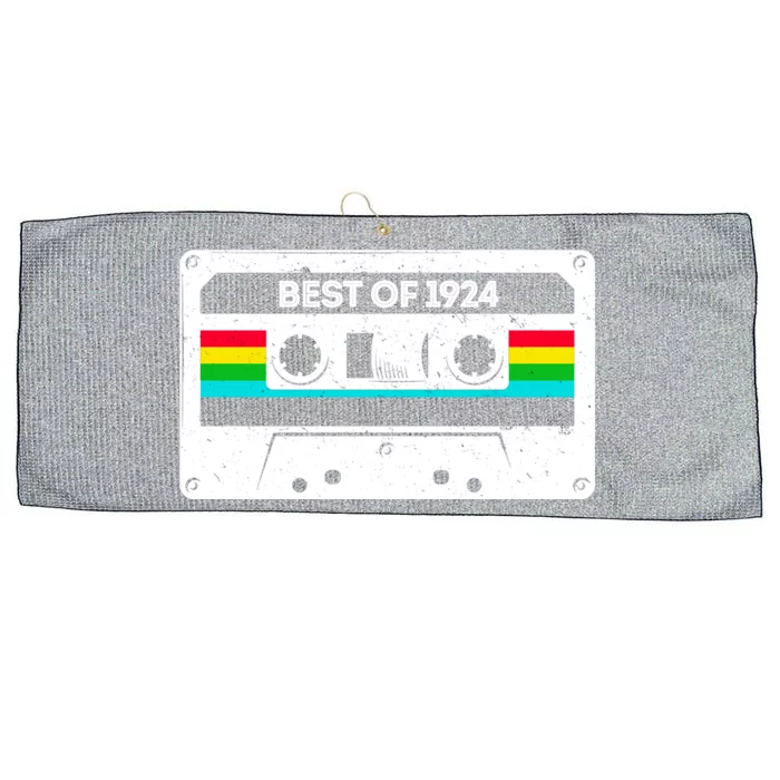 Best Of 1924 Retro 100th Birthday Mixtape Large Microfiber Waffle Golf Towel