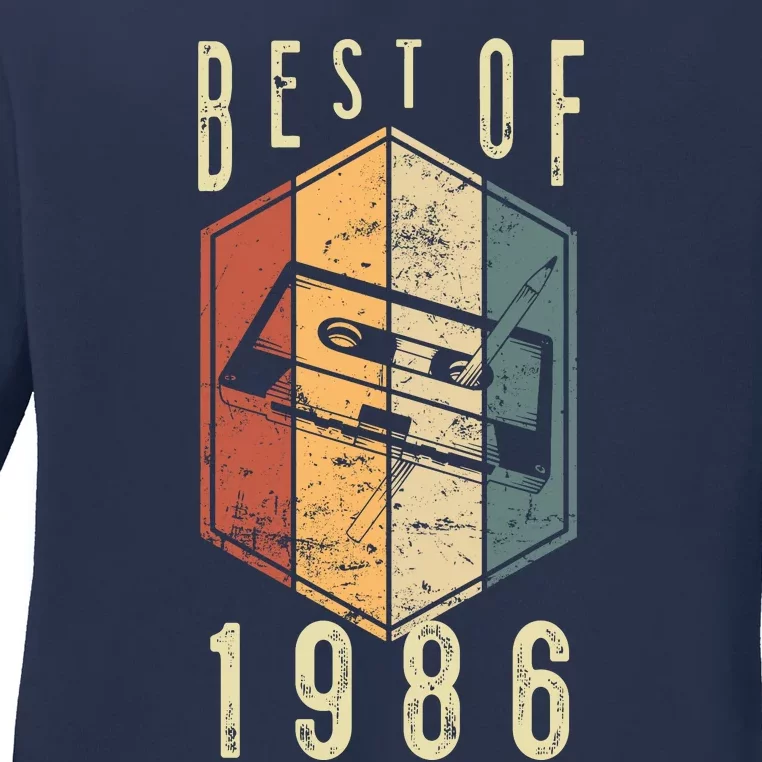 Best Of 1986 36 Year Old Gifts Cassette Tape 36th Birthday Ladies Long Sleeve Shirt