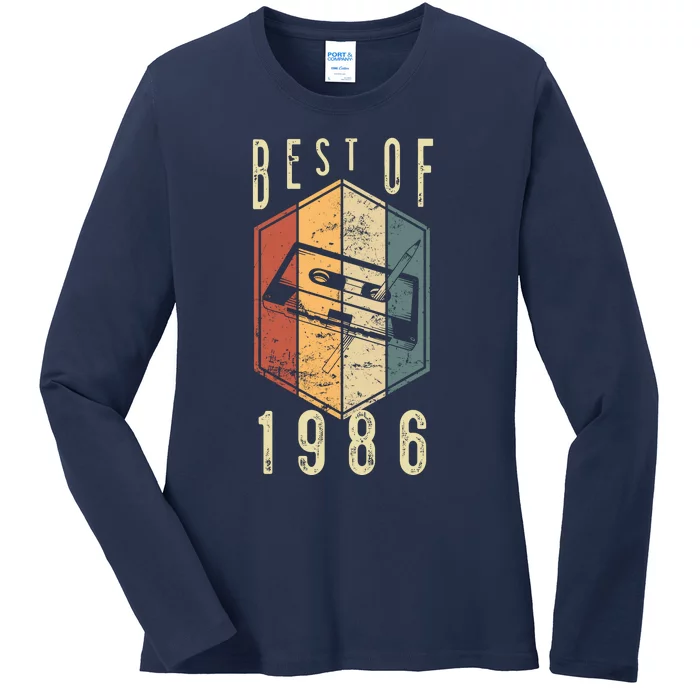 Best Of 1986 36 Year Old Gifts Cassette Tape 36th Birthday Ladies Long Sleeve Shirt