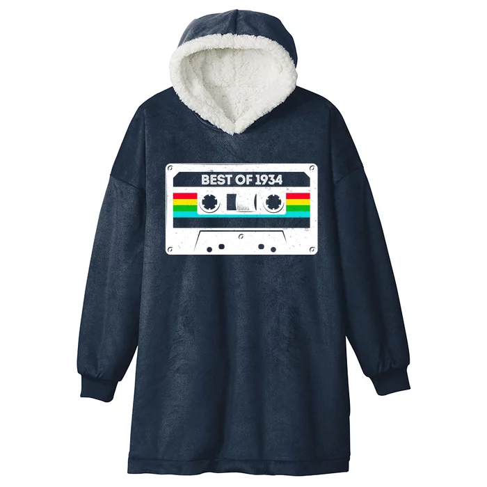 Best Of 1934 Retro 90th Birthday Mixtape Hooded Wearable Blanket