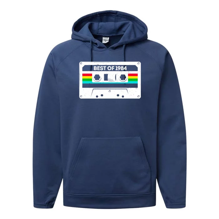 Best Of 1984 Retro 40th Birthday Mixtape Performance Fleece Hoodie