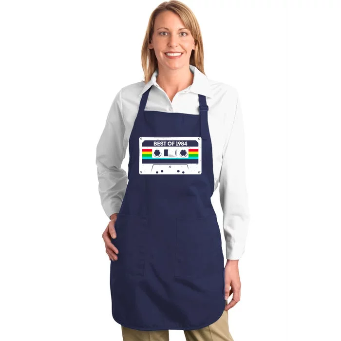 Best Of 1984 Retro 40th Birthday Mixtape Full-Length Apron With Pocket