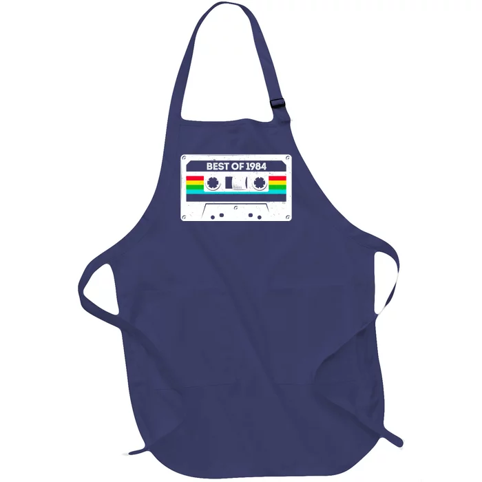 Best Of 1984 Retro 40th Birthday Mixtape Full-Length Apron With Pocket