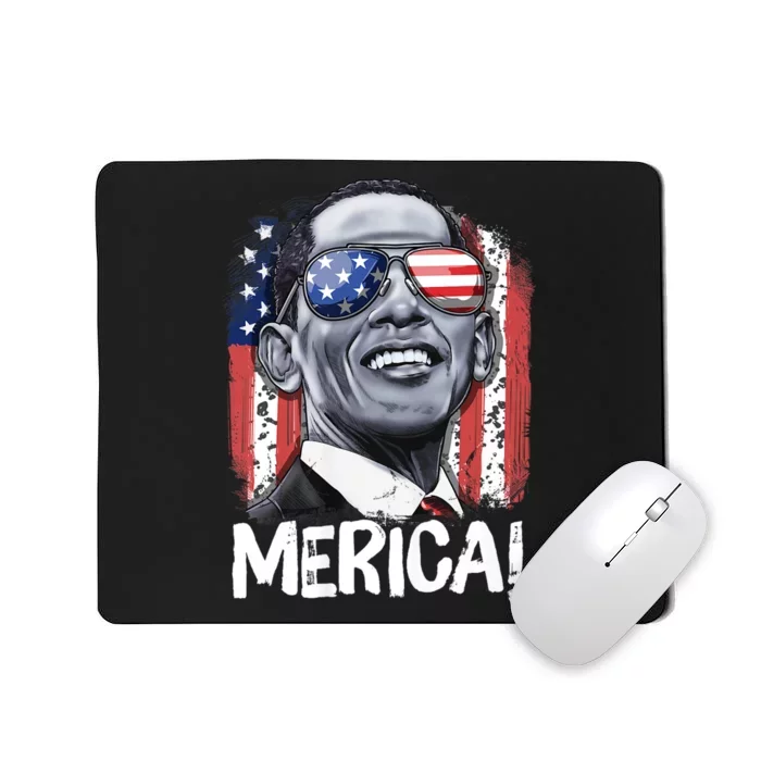 Barack Obama 4th Of July Merica Usa American Flag Mousepad