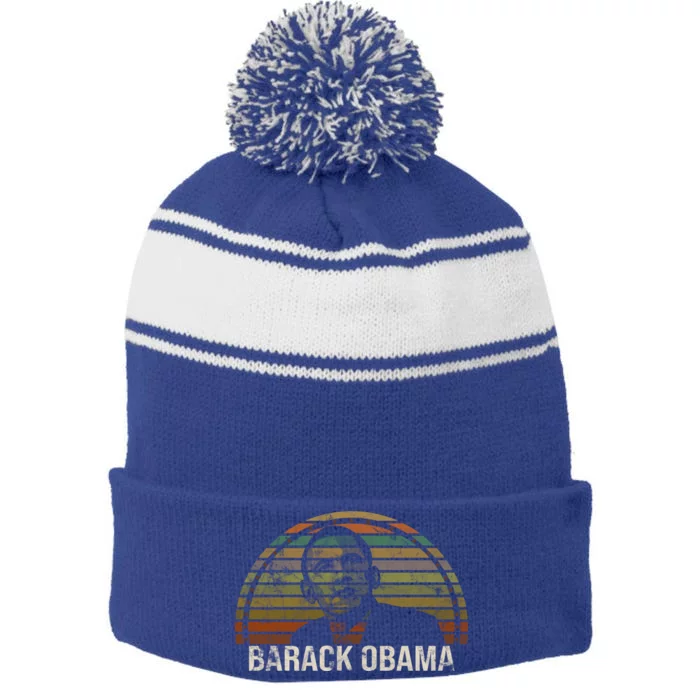 Barack Obama 44th Usa President Vintage Gift Stripe Pom Pom Beanie