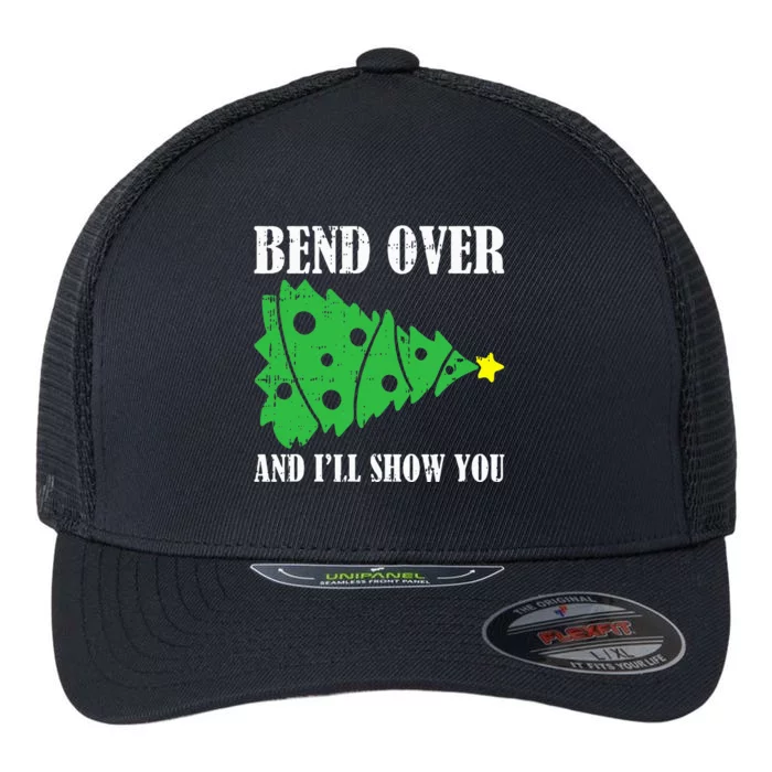 Bend Over And Ill Show You Christmas Pajama Funny Xmas Humor Flexfit Unipanel Trucker Cap