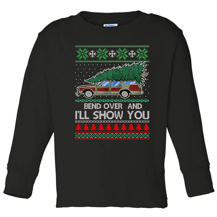 Bend Over and I'll Show You Christmas Couple Matching Family Toddler Long Sleeve Shirt