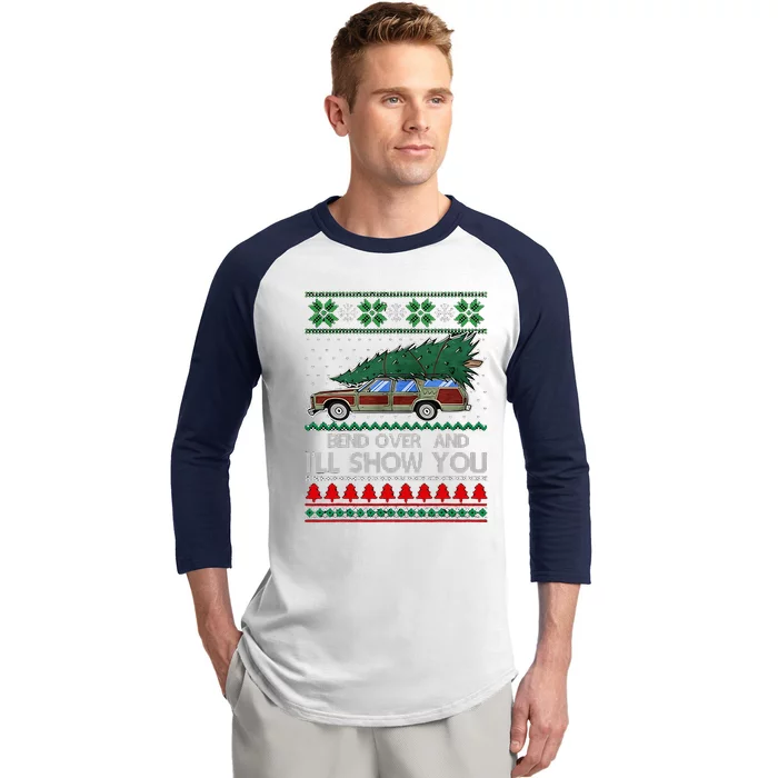 Bend Over and I'll Show You Christmas Couple Matching Family Baseball Sleeve Shirt