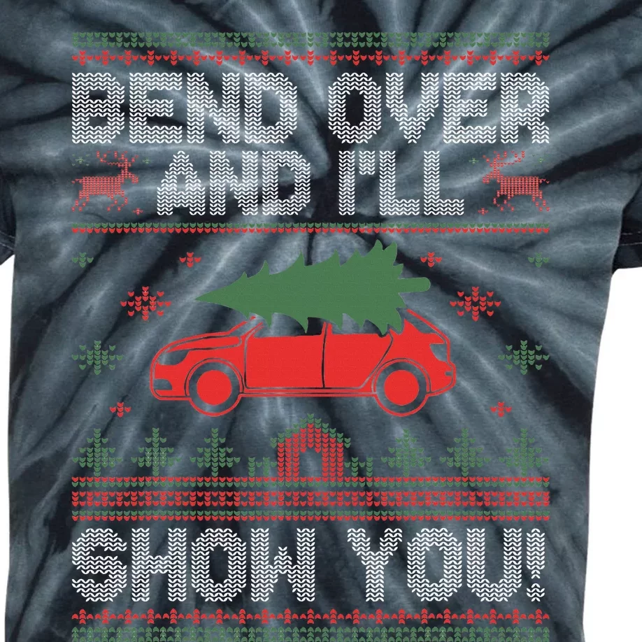 Bend Over And ILl Show You Ugly Christmas Couple Matching Kids Tie-Dye T-Shirt