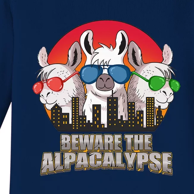 Beware Of Alpacalypse Baby Long Sleeve Bodysuit