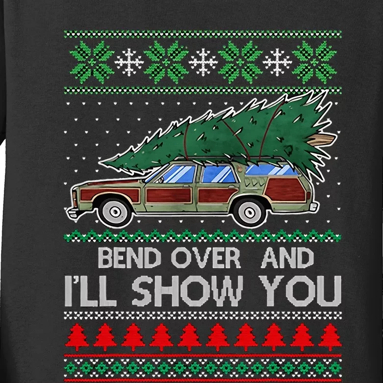 Bend Over and I'll Show You Christmas Couple Matching Kids Long Sleeve Shirt