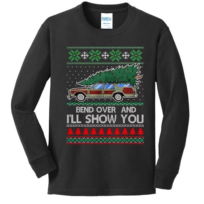 Bend Over and I'll Show You Christmas Couple Matching Kids Long Sleeve Shirt