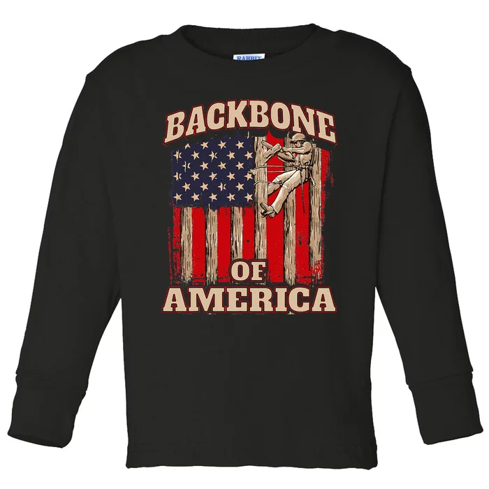 Backbone Of America Arborist Tree Surgeon Lumberjack Logger Toddler Long Sleeve Shirt