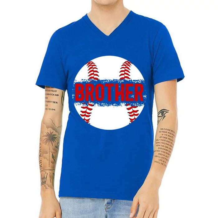 Brother Of A Baseball Player Proud Baseball Brother Great Gift V-Neck T-Shirt