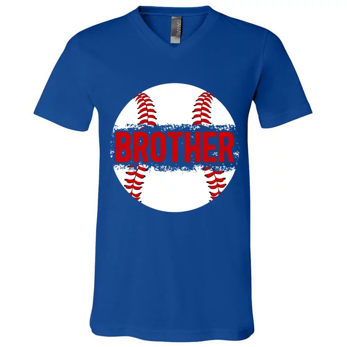 Brother Of A Baseball Player Proud Baseball Brother Great Gift V-Neck T-Shirt