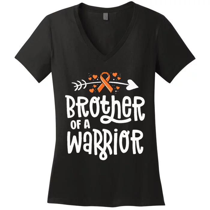 Brother Of A Warrior Gift Family Leukemia Cancer Awareness Women's V-Neck T-Shirt