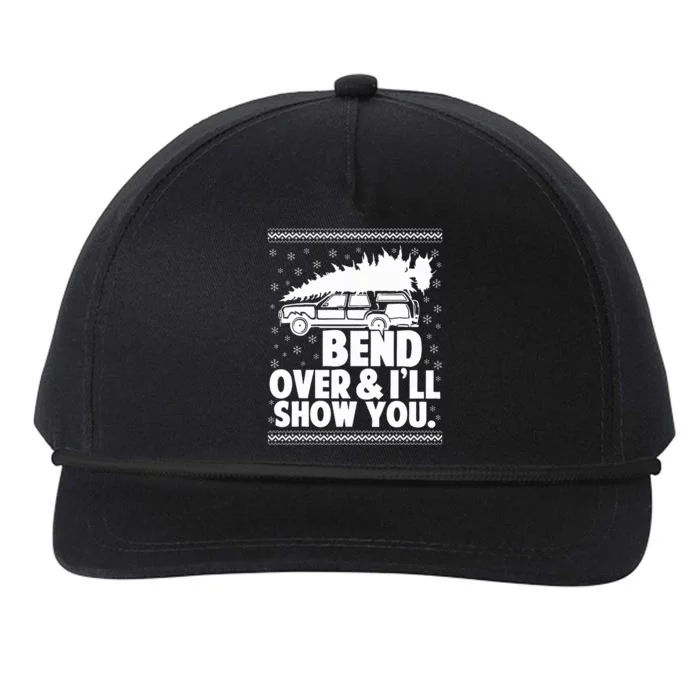 Bend Over And Ill Show You Funny Merry Christmas Tree Snapback Five-Panel Rope Hat