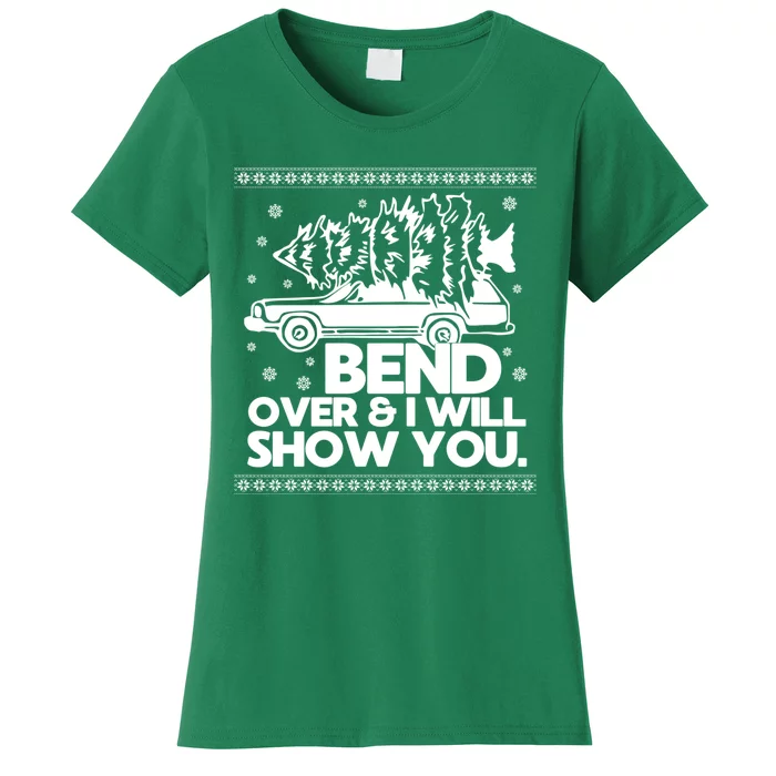 Bend Over And ILl Show You Christmas Couple Matching Family Women's T-Shirt