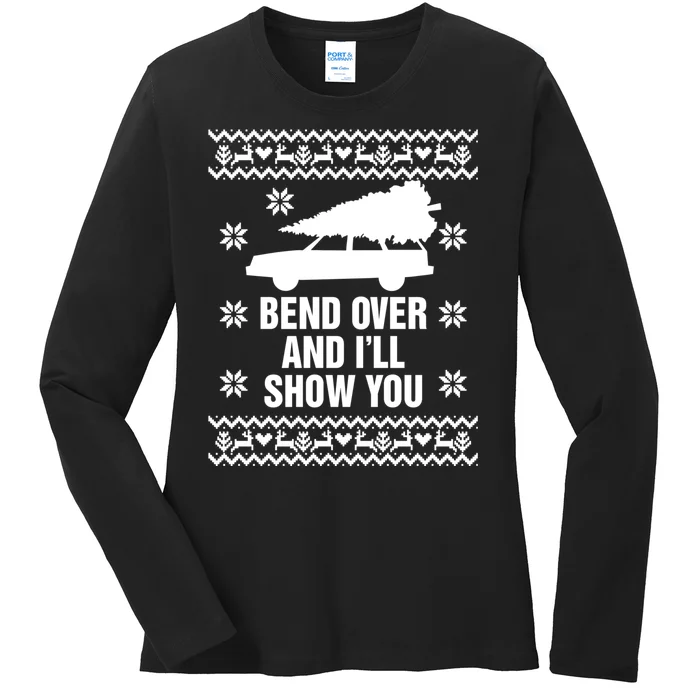 Bend Over And ILl Show You Christmas Couple Matching Family Ladies Long Sleeve Shirt