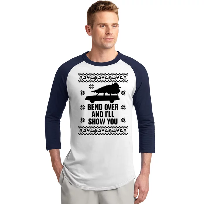 Bend Over And ILl Show You Christmas Couple Matching Family Baseball Sleeve Shirt