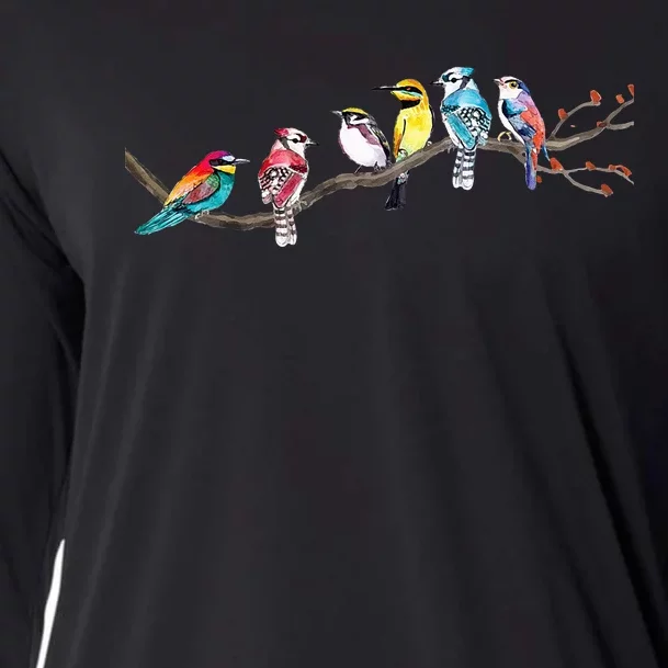 Birds On A Branch Birding Bird Watching Bird Watcher Cooling Performance Long Sleeve Crew